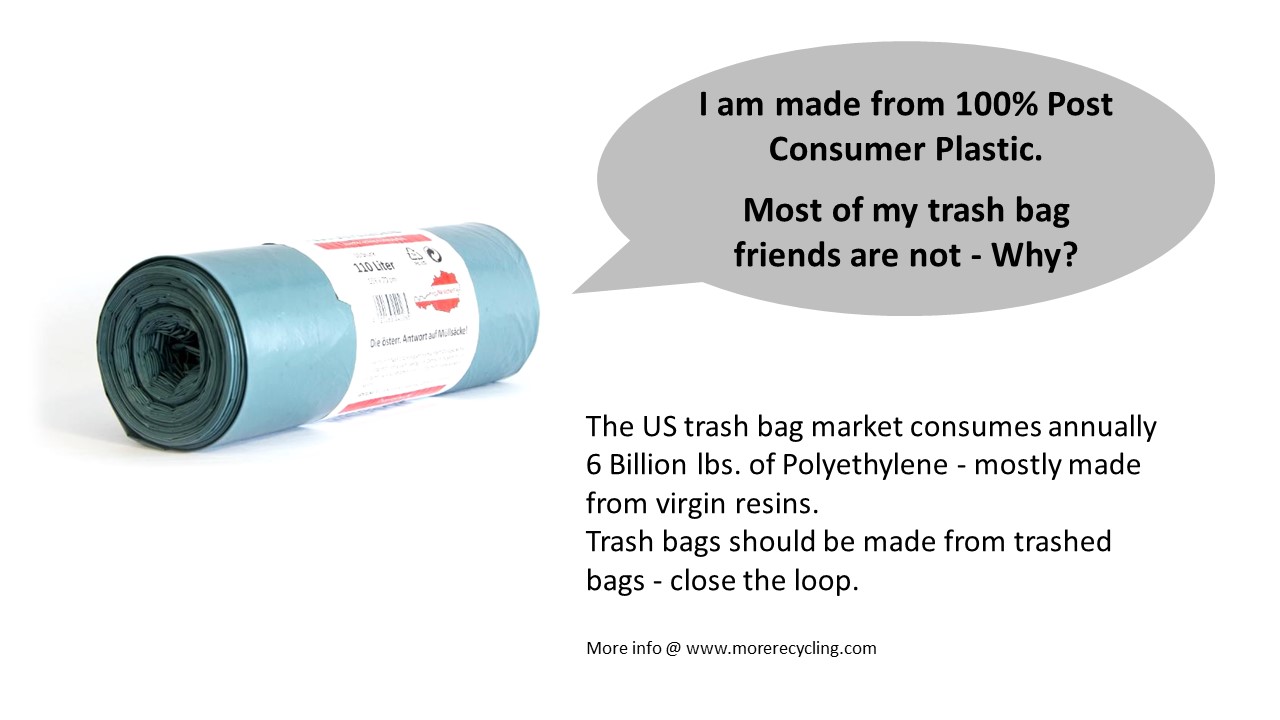 post consumer recycled plastics products trash bags